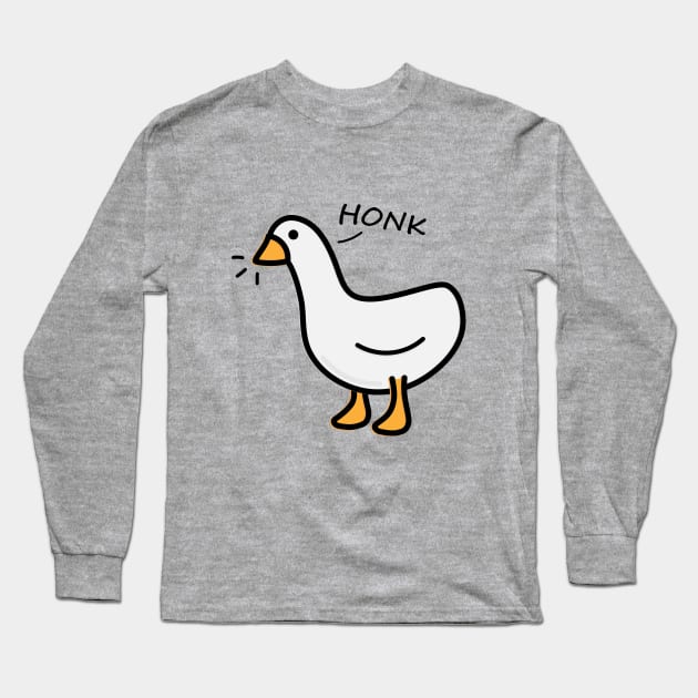 Cute Goose Long Sleeve T-Shirt by happyfruitsart